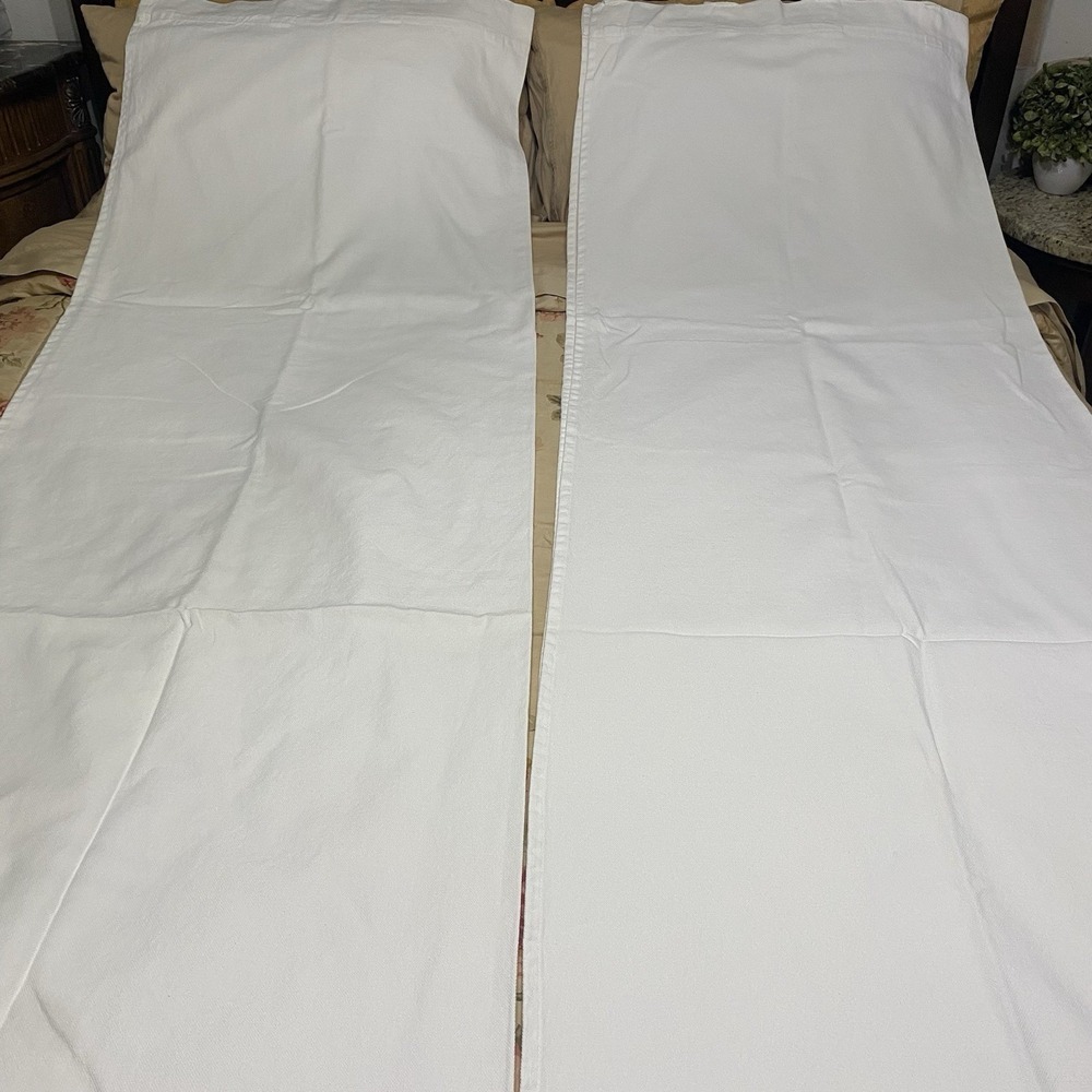 Pottery Barn White Textured Curtain Panel Hidden Tab Rod Pocket Lot Of 2 Panels